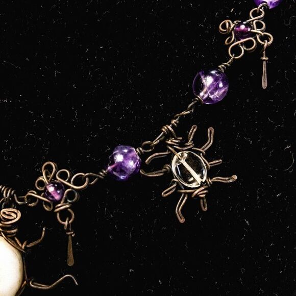 Bronzed Wire and Bead Matinee Necklace - Picture 3 of 7